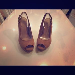 Ugg beige platform sling back high heels